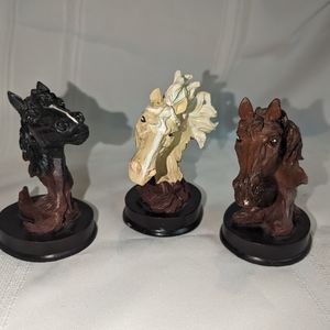 3 Horse Head Busts